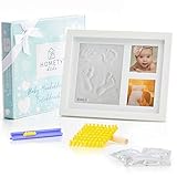 Homety® Gipsabdruck Baby Hand und Fuß mit Buchstaben Set und Bilderrahmen - Baby Handabdruck und Fußabdruck Baby - Schadstoff geprüft - Geschenk zur Geb
