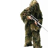 3D Universal-Tarnung Wald Kleidung Einstellbarer Größe Geely Anzug Armee Jagd Militär Tactical Sniper Set (Color : Green, Größe : 160-160cm)