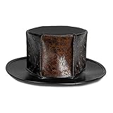 OYOYOY Halloween Steampunk Lederhut verkleiden Magier schwarzen Zylinder für Kostüm Requisiten Cosplay Partei Cthulhu Kostüm Props,Schwarz,One S