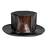 OYOYOY Halloween Steampunk Lederhut verkleiden Magier schwarzen Zylinder für Kostüm Requisiten Cosplay Partei Cthulhu Kostüm Props,Schwarz,One S