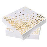 iZoeL Servietten Rose Gold Dots 33 x 33cm 3-lagig Golden Foiled Papierservietten Paper Napkins für Party (Gold)