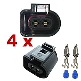 KFZ Ersatz Stecker – 1J0973722 (4 x FEMALE) 2-pin 1J0 973 722 Sonnenblende Waschwasserpumpe Scheinwerferreinigung Scheibenwaschanlage Druckwandler Ladedruckregler Druckregler Scheinwerfer Klimaanlag