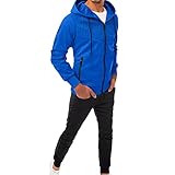 Herren Trainingsanzug Kapuzenjacke Casual Outdoor reißverschluss Baumwolle Strickjacke Hoodies und Sporthose Jogginganzug Freizeitanzug Reißverschlussjacke mit Kapuze Taschen für Freizeit F