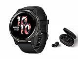 Garmin Venu 2 - GPS Fitness Smartwatch mit ultrascharfem Display - Musikplayer & Herzfrequenzmessung - schwarz inkl. Bluetooth H