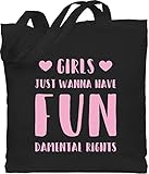 Shirtracer Sprüche Statement mit Spruch - Girls just wanna have fundamental rights - Unisize - Schwarz - Statement - WM101 - Stoffbeutel aus Baumwolle Jutebeutel lange Henk