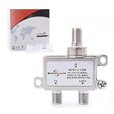 Shuokang 2-Fach DVBT2 DVBC Antennenverteiler, BK & SAT Verteiler 5-1218MHz, Koaxial TV Splitter mit Filterung und Isolierung, klarere Fernsehbilder, für Kabelfernsehen digital HD 3D 4