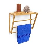 Relaxdays Bambus Handtuchhalter mit Regalaufbewahrung 30 x 42 x 20 cm Wand, Holz,Naturb