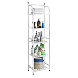 Regal Einheit Freistehendes Metall-Eck-Rack-Regal for Küche Wohnzimmer, Flur 5 Tier Badezimmer-Lagerung offenes Regal Für Küchenschrankgeschirr (Color : White, Size : 34X29X142CM)