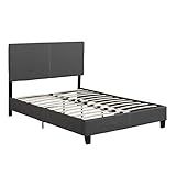 WATPET Faux Leinen gepolsterte Plattform Doppelbett Frame Holz Lattenrost Matratze Frame kommt in F