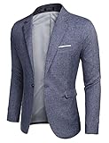 COOFANDY Männer Sakko Herren Blau Freizeit Blazer Sportlich Jackett Slim Fit, Blau, XL