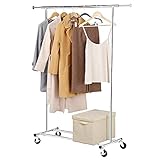 Yaheetech Kleiderständer auf Rollen Metall kleiderstange Garderobe Garderobenständer klappbar Länge 108-168cm, max. Belastbarkeit 90 kg
