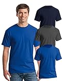 Herren T-Shirt 100% Baumwolle, Rundhalsausschnitt, 3er Pack,Blau, Cyan,