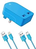 Ameego 3100mAh High Speed Folding Dual Universal USB Plug für iPhone, iPod, iWatch Samsung, Tab, Huawei, HTC, Nokia, Sony & alle USB Geräte 1*(Plug + 1m Lightning +1m Micro cable) b