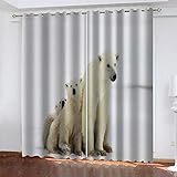 TTBBBB Blickdicht Vorhang Wärmeisolierender Tierischer Eisbär B 120 x H 140 cm Gardinen Verdunkelungsvorhang Schlafzimmer Kinderzimmer Thermovorhang Fensterdekoration 3D Muster Ösen schal 2Er S