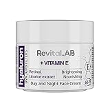 RevitaLAB Hyaluron Anti-Aging Tages- und Nachtcreme, angereichert mit Vitamin A (Retinol), Vitamin E, Süßholzwurzelextrakt, Hyaluronsäure und UV-Filter, für Alter zwischen 60 und 75, 50