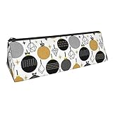 LINGF Multifunktions-Reißverschluss-Stift-Etui Bleistiftbeutel-Organizer Dreieck-Stift-Beutel-Halter Make-up-Pinsel Silber-Gold-Ornamente-T