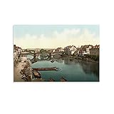 HUHUHU Fulda Bridge, Cassel (d.h. Kassel), Hessen-Nassau, Deutschland, Poster, dekoratives Gemälde, Leinwand, Wandkunst, Wohnzimmer, Poster, Schlafzimmer, Malerei, 30 x 45