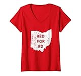 Damen Lehrer Rot Für Ed Ohio Öffentliche Bildung T-Shirt mit V