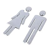 2er Set 12cm Toilettenschilder Damen herren Aufkleber WC Schilder Selbstklebend WC Zeichen Türschild Set für Toilette Mann und Frau Piktogramm Toiletten Hinweisschild Siber Bad Hotel Schul R