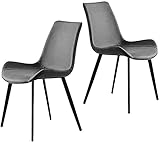 JFIA65A Modern 2er Set Esszimmerstühle Matte PU Sattelleder Gepolsterte Akzentstühle Mid Century Modern Metallstühle für Küche, Esszimmer, Schlafzimmer, Wohnzimmer Beistellstühle S