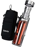 Sobrie® - Doppelwandige Teeflasche (420ml) aus hitzebeständigen Borosilikatglas inkl. hochwertiger Neopren Tasche - perfekt für warme und kalte Getränk