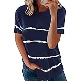 Caixunkun Blusen GrüN Tunika Bluse Mit TrompetenäRmeln Longblusen Und Tun Langarm Oberteile Frauen GroßE GröSse Hemdbluse BüGelfrei blouseTops Blusen äRmellos(Navy, X-Large)