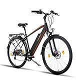 Fitifito CT28M, 28 Zoll Elektrofahrrad Citybike E-Bike Pedelec, 48V 250W Heckmotor, 499/624Wh Akku, mechanische Bremsen, Gabelfederung, 8 Gang Shimano Schaltung, Buchel LED Frontlicht Gepäckträg