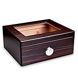 WYYAF Zigarrenetui Große Zigarren Humidor Box 50 Zigarren mit Hygrometer Befeuchter Desktop Box