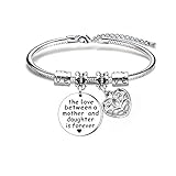 Maxforever Armband für Mutter und Tochter, mit englischer Aufschrift 'The Love Between a Mother and Daughter is Forever', perfektes Geschenk für Mutter und Tochter, silberfarb