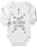 miKalino Babybody mit Spruch für Jungen Mädchen Unisex Langarm Papa wir schaffen das schon | handbedruckt in Deutschland | Handmade with love, Farbe:weiss, Grösse:62