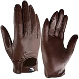 Fiorretto Herren-Lederhandschuhe mit Touchscreen-Funktion, ungefüttert, Braun, Größe M