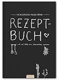 Großes Alles-Drin XXL Rezeptbuch in A4 zum Selberschreiben - DIY Kochbuch, Backbuch schreiben, Tafel Design in Schwarz Weiß, FSC Papier, Premium Hardcover, robuste Bindung, 21 x 30