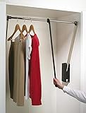 Kleiderlift verstellbar Garderoben-Lift Wardrobelift Schrank - Servetto | Kleider-Lüfter klappbar schwarz - vernickelt | breiten-verstellbar 770-1200 mm | 1 Stück - Kleiderstange ausklappb
