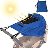 Herefun Sonnensegel Kinderwagen, Universal Kinderwagen Sonnenschutz Abdeckung mit UV Schutz 50+ und Wasserdicht, Sonnenverdeck mit Sichtfenster für Kinderwagen Buggy (Blau)