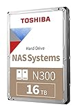 Toshiba N300 HDWG31GXZSTA Interne Festplatte (16 TB, 3,5 Zoll, CMR SATA 6 GB/s, 7200 U/min, 512 MB Cache)