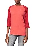 Superdry Damen Vintage Baseball LS Top T-Shirt, Coral Reef Marl/Hike Rot, M