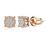 Glänzende Roségold-Ohrstecker für Damen mit Zirk