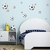 malango Wandsticker Fußball 12er Set Wandaufkleber Wandtattoo Fussbälle Wanddekoration Wand Sticker ca. 2X 20 cm / 2 x 14 cm / 4 x 10 cm / 4 x 7