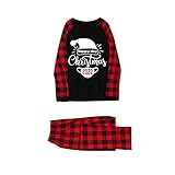 Hengyouhui Schlafanzug Weihnachten Pyjama Familie Zweiteilige Nachtwäsche Karierte Homewear Bluse + Plaid Lange H