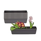 BigDean 10er Set Pflanzkasten inkl. Aufhänger für Europalette - Blumenkübel in Anthrazit - LxBxH ca. 37 x 13,5 x 9,5 cm - Ideal zum Hängen & Stellen - Robust & w