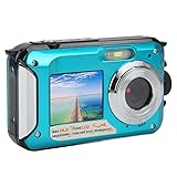 PUSOKEI 1080P Unterwassersportkamera 16x Digitaler Zoom wasserdichte Kamera Selbstauslöser Dual Screens 24MP HD Videoaufnahme Zum Schnorcheln,Reisen (Blau)