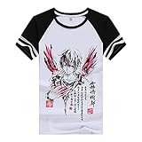 CHENG'S Tokyo Ghoul Shirt Kirishima Ayato Shirt Fashion Raglan Short Sleeve Modal Shirt Anime Shirts Summer Anime T-Shirt Athletic Shirt Modal Tee Shirt Top (Raglan,M)