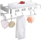 ZHANGCHI Badezimmer Regal Dusche Organizer Raum-Aluminium Wand- Schlags-freie Multifunktions Handtuchhalter Turm Hanger Hook Up Zaun Ab