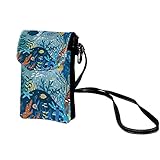 Haminaya Kleine Crossbody Tasche Handy Algen Und Fisch Mini Umhängetasche Leder Tasche Brieftasche Mit Credit Card Slots Für Frauen 19x12x2