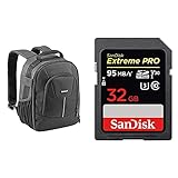 Cullmann Panama Backpack 200, leichter Kamerarucksack mit variablen Inneneinteilern & SanDisk Extreme PRO 32 GB SDHC-Speicherkarte mit bis zu 95 MB / s, UHS-1, Klasse 10, U3, V30