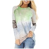 Damenmode Patchwork Gestreifter Druck Langarm Rundhals T-Shirt Bluse Pullover Klassische Passform Lässig Allgleiches Bluse in Übergröße 5XL