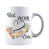 Kropsis Keramiktasse mit Aufschrift 'Best Mom Love Ever', Geschenk für Mütter und O