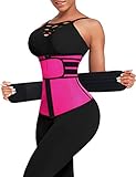 FeelinGirl Damen Waist Trainer Latex Korsett Sport Unterbrust Bauchweg Gewichtsverlust Gürtel Abnehmen Tailenmieder Zum Abnehmen Bauchgurt.Rot XL