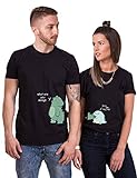 Pärchen T-Shirt Für Anime Couple T-Shirt Love Paar T-Shirt Liebe Partnerlook Cartoon Couple Geschenk Schwarz Weiß Grau 1 Stück, Schwarz-Men, M