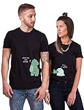 Pärchen T-Shirt Für Anime Couple T-Shirt Love Paar T-Shirt Liebe Partnerlook Cartoon Couple Geschenk Schwarz Weiß Grau 1 Stück, Schwarz-Men, M